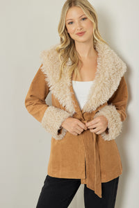 Cammie Camel Fur Trimmed Coat