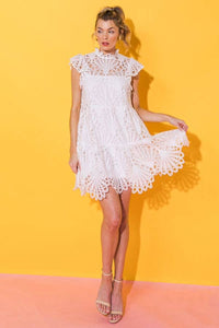 White Lace Crochet Dress