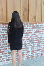 Load image into Gallery viewer, Black Turtleneck Sweater Sequin Sleeve Dress
