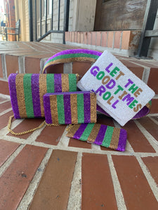 mardi gras collection beaded bags stripe coin pouch