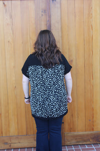 Button Down Spotted Detail Top Curvy