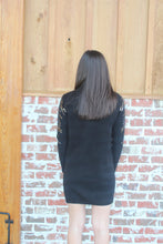 Load image into Gallery viewer, Black Turtleneck Sweater Sequin Sleeve Dress
