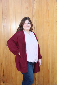 Burgundy Curvy Cardigan