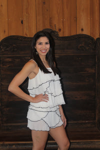 White Ruffle Tank