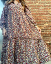 Load image into Gallery viewer, Taupe Long Sleeve Floral Maxi Dress
