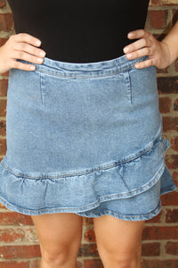 Denim Ruffle Skirt