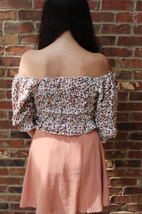 Spotted Cream Smocked Top