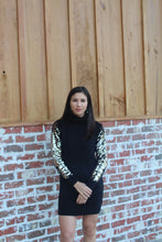 Load image into Gallery viewer, Black Turtleneck Sweater Sequin Sleeve Dress
