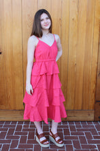 Load image into Gallery viewer, Fuchsia Tiered Midi Dress
