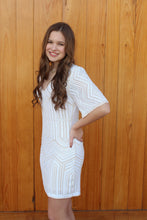 Load image into Gallery viewer, White &amp; Cream Sequin Beaded Mini Dress
