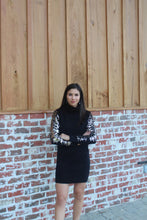 Load image into Gallery viewer, Black Turtleneck Sweater Sequin Sleeve Dress
