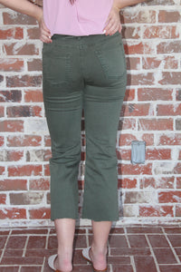 Olive Washed Cropped Jeans