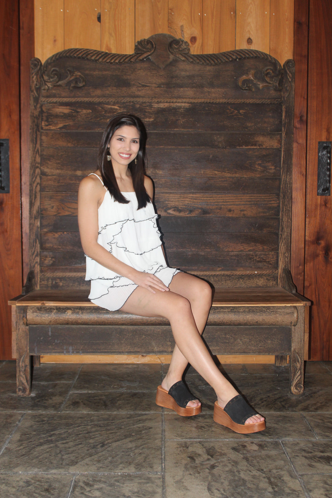 White Ruffle Tank