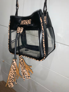 Mini Cheetah Black Bare Bucket Bag