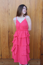 Load image into Gallery viewer, Fuchsia Tiered Midi Dress
