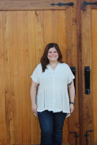 Button Down Spotted Detail Top Curvy