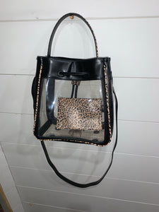 Cheetah Black Bare Bucket Tote