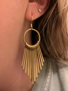 Golden Metal Fringe Earring