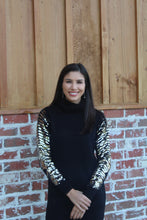 Load image into Gallery viewer, Black Turtleneck Sweater Sequin Sleeve Dress
