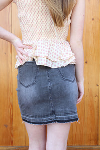 Black Acid Wash Mini Skirt