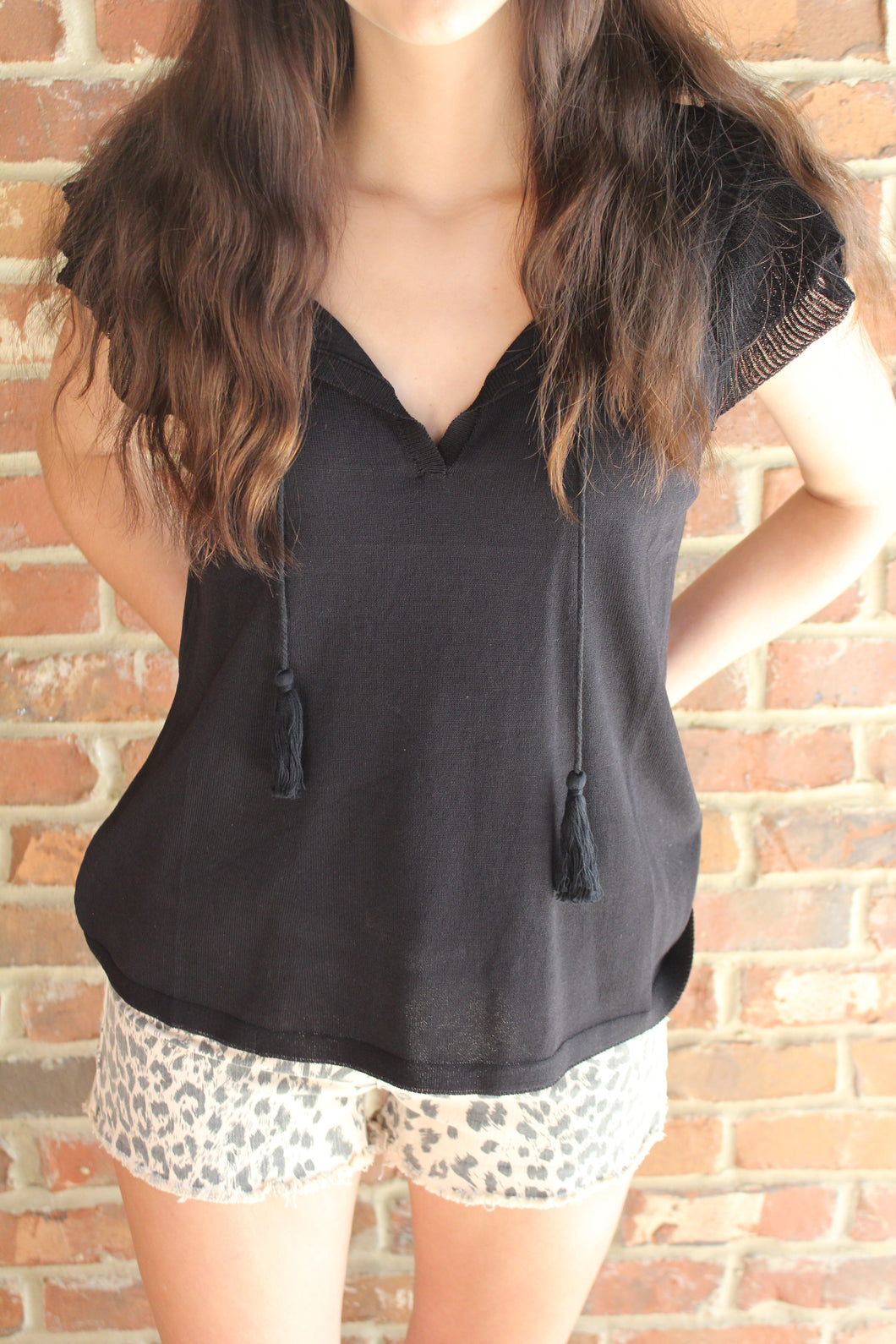 Black Double Ruffle Top