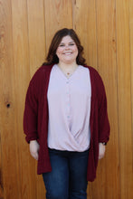 Load image into Gallery viewer, Burgundy Curvy Cardigan
