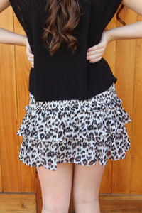 Taupe Leopard Smocked Skirt