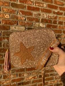 Rose Gold Star Beaded Purse