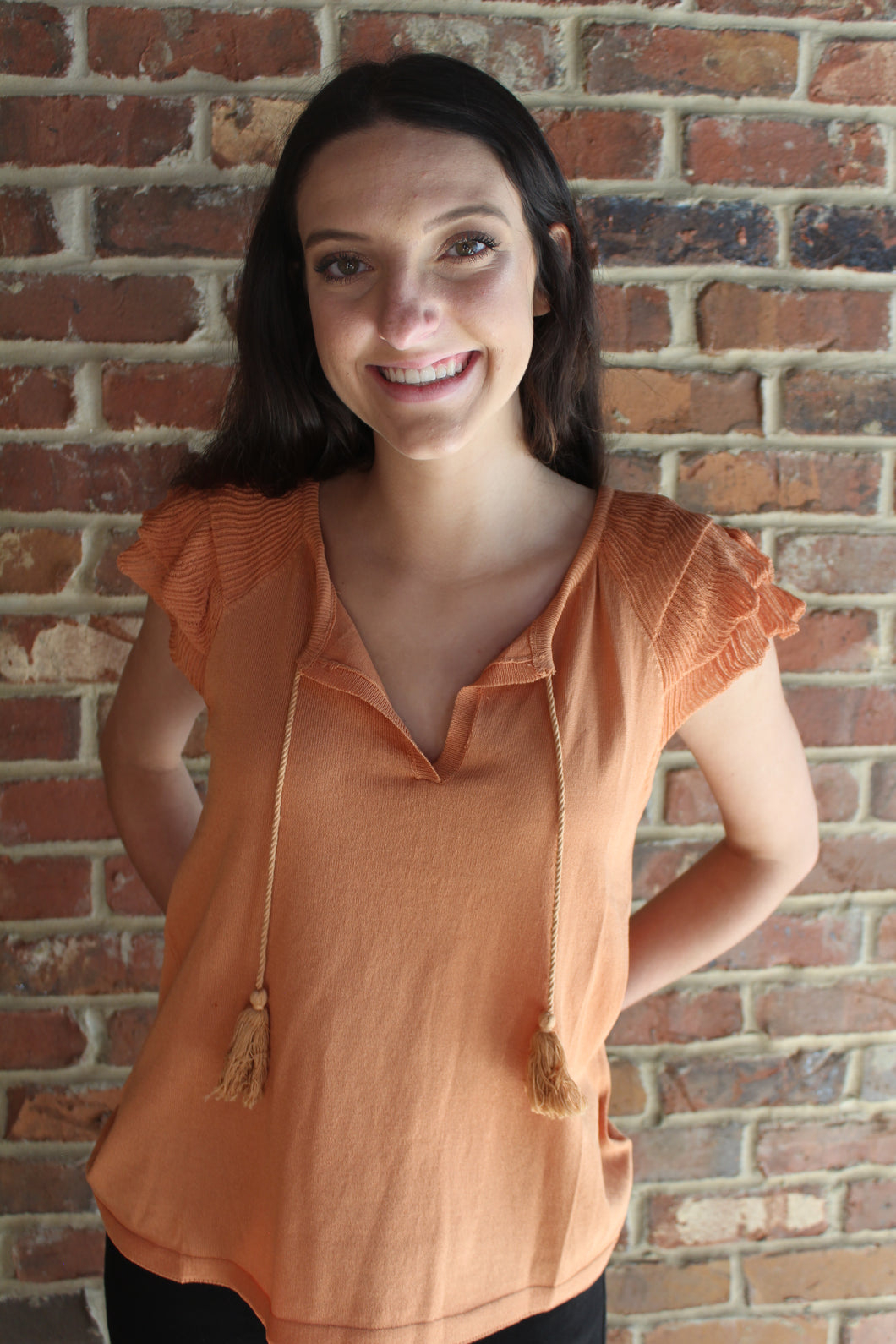 Clay Double Ruffle Top