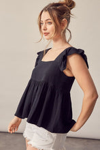 Load image into Gallery viewer, Black Linen Babydoll Top
