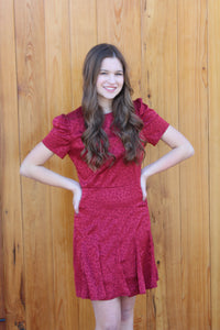 Burgundy Leopard Dress