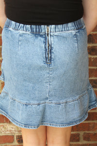 Denim Ruffle Skirt