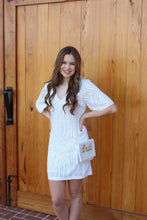 Load image into Gallery viewer, White &amp; Cream Sequin Beaded Mini Dress
