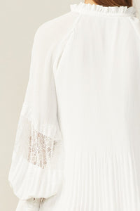 Justene White Long Sleeve Pleated Blouse