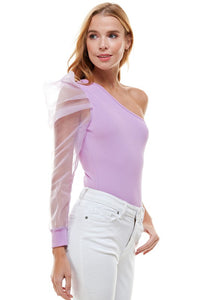 Lavender One Shoulder Bodysuit