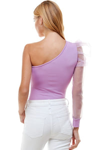 Lavender One Shoulder Bodysuit