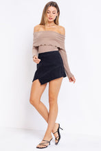 Load image into Gallery viewer, Mocha Off the Shoulder Wavy Hem Bodysuit
