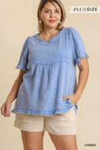 Load image into Gallery viewer, Carrie Cobalt Washed Curvy Top
